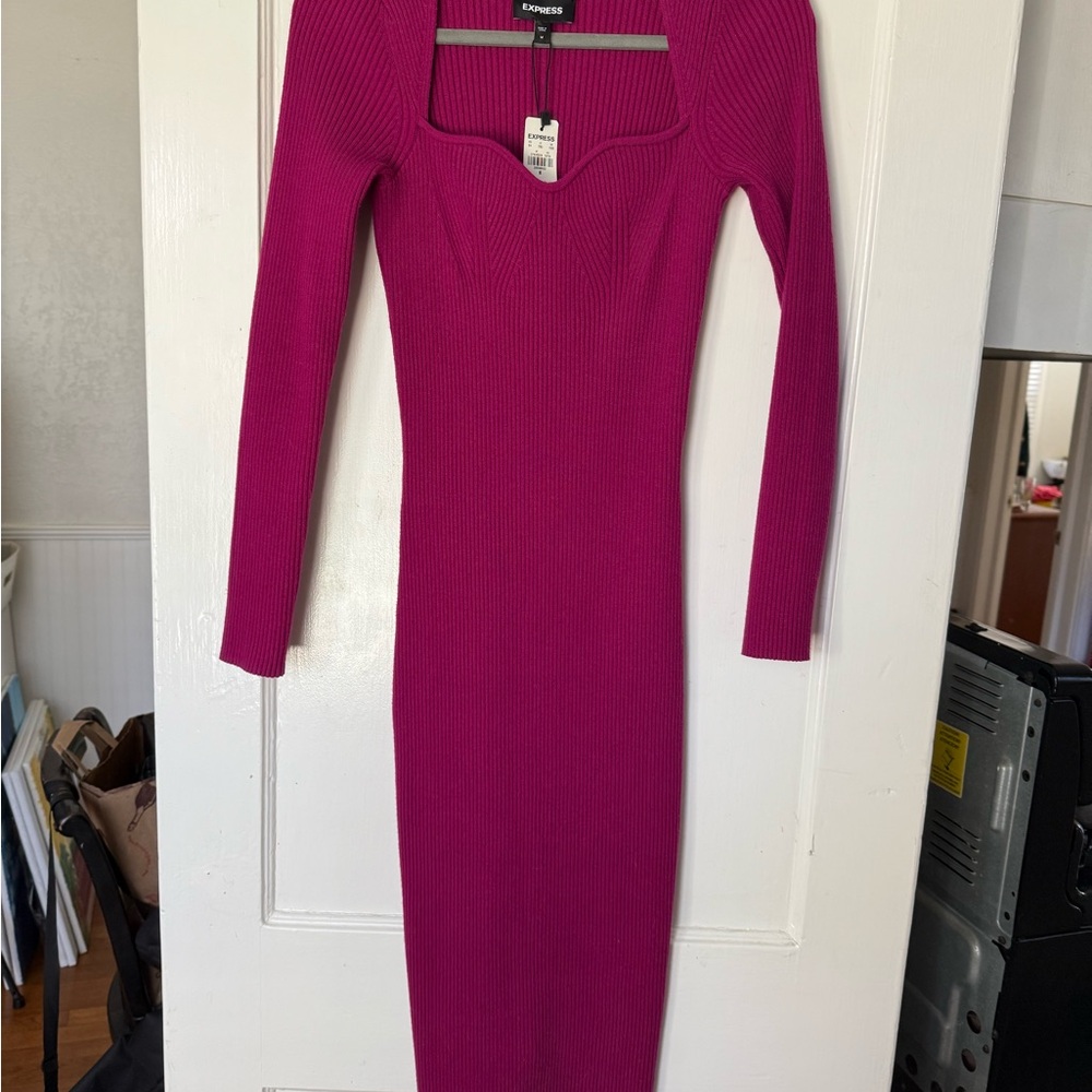 Express Pink Ribbed Knit Top - Picture 3 of 4